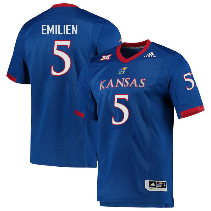 Men #5 Doug Emilien Kansas Jayhawks College Football Jerseys Stitched Sale-Royal - Click Image to Close